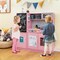 Costway Kid's Pretend Play Kitchen Toddler Kitchen Playset with Blackboard Pink/White/Light Pink/Beige